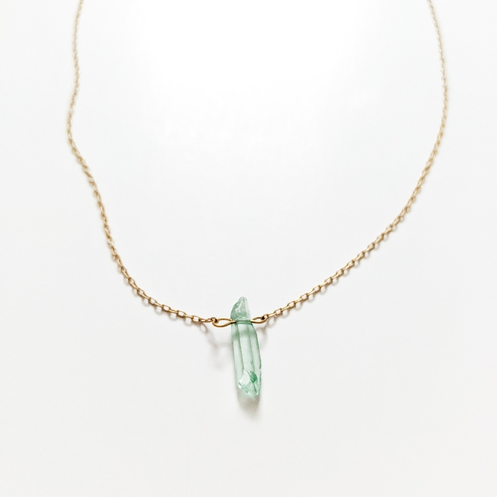 Dainty Mint Green Crystal Gold-plated Necklace